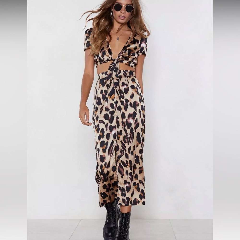 Nasty Gal So Fierce Leopard Crop Skirt Set